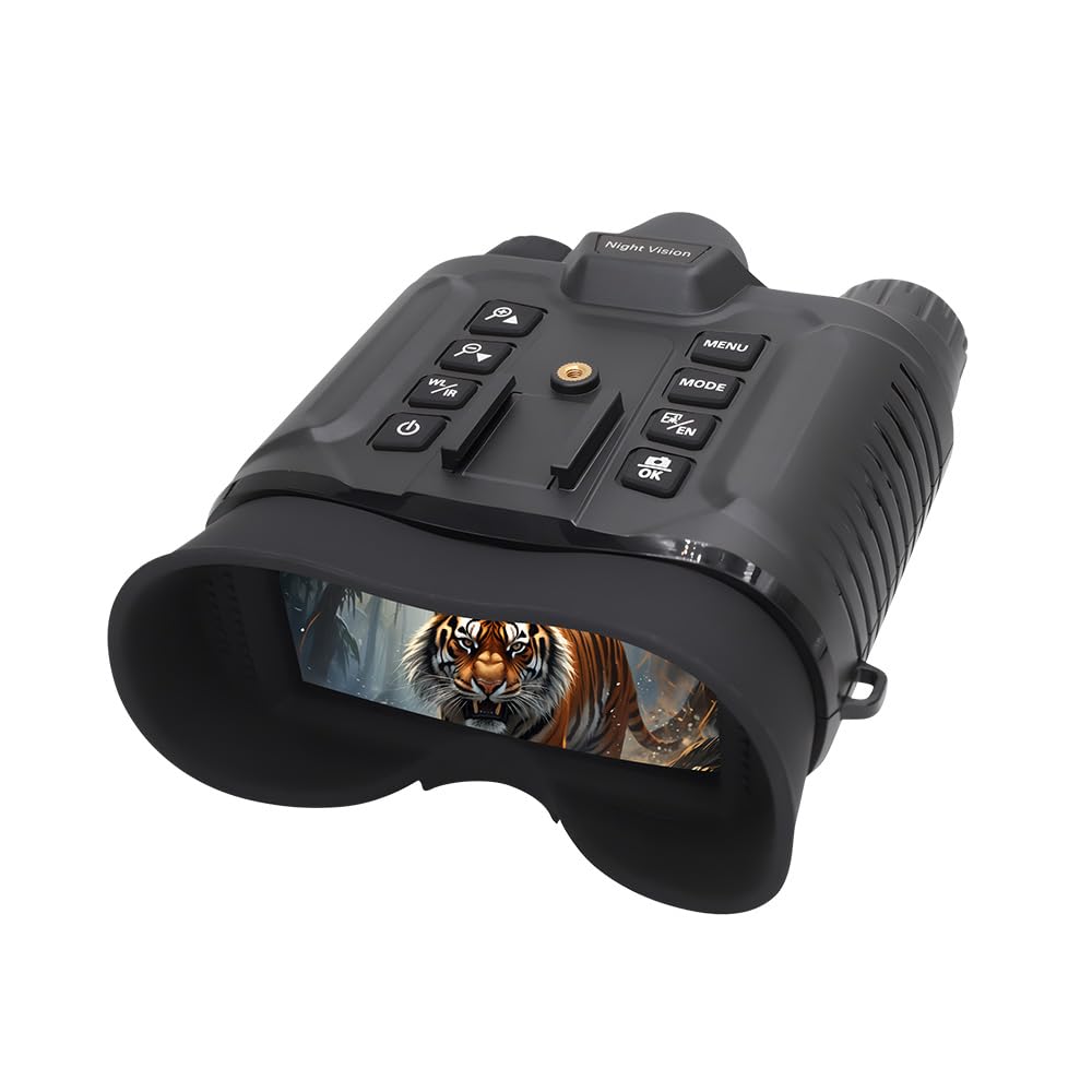 Night Vision Goggles with Light, Helmet Mounted – Digital Binoculars with Camera, 4K Video, 8X Digital Zoom, 400m Range, 4 Color Modes, IR Illumination
