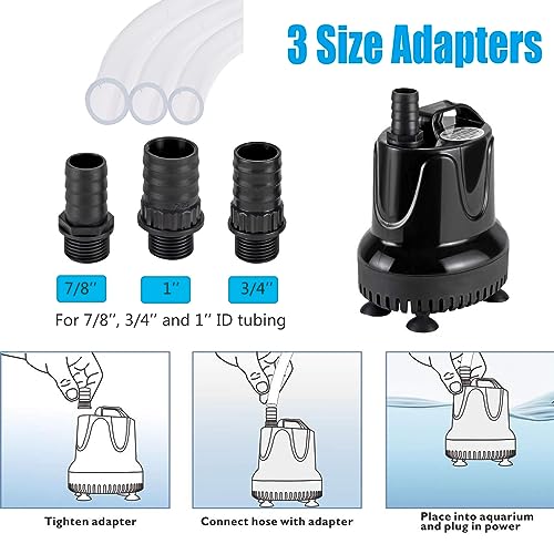 Hygger 660 GPH Submersible Aquarium Water Pump - Black Metal, Ideal for Fish Tank, Pond, Fountain & Hydroponic Systems