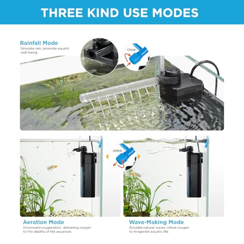 Weipro Internal Fish Tank Filter, 4W Adjustable Water Flow Submersible Aquarium Filter Pump for 10~20 Gallon Freshwater or...