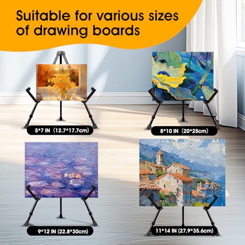 AROIC 3 Pack 14'' Tabletop Easels, Black Steel Table Top Easels for Display, Adjustable Portable Table Top Easel for Paint...