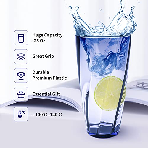 Alaiselit Unbreakable Plastic Cups Plastic Highball Drinking Glasses Tumbler, Large Water Tumbler Set (Set Of 6, 25 Oz) Di...