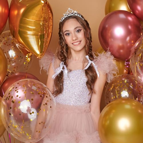 Vin Beauty 2 Pack Glittering Rhinestone Non-slip Crown Headbands for Girls Women Heart Rhinestone Tiara for Wedding Prom P...