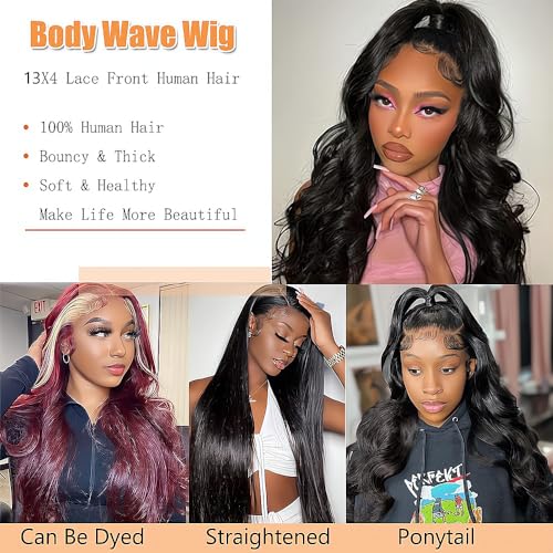 Body Wave Wigs Human Hair 180% Density 13x4 HD Lace Front Wigs Human Hair Pre Plucked Body Wave Glueless Wigs Human Hair Lace Frontal Wigs for Women 22 Inch