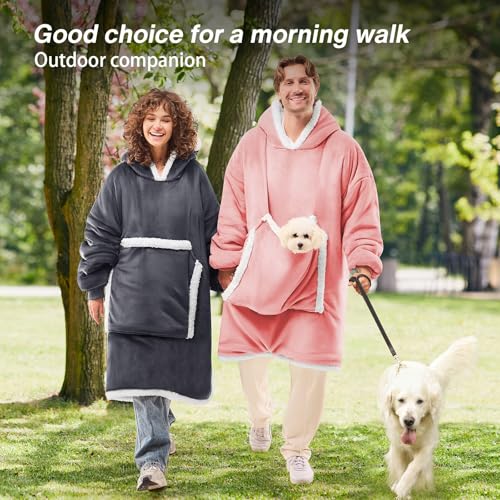 JOYWOO Wearable Blanket Hoodie, Birthday Gifts for Women Men Mom, Oversized Hooded Blanket for Adult, Cozy Fuzzy Sherpa Sw...