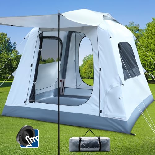 Quick Inflatable Camping Tent 3-4 Person Glamping Outdoor Air Blow Up Tents, Easy Set up,Rainfly & Waterproof Inflatable H...