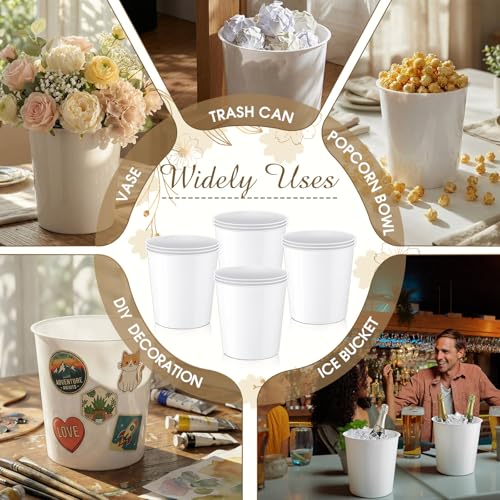 Layhit 12 Pcs 6 Liter Plastic Ice Bucket for Parties Large White Wine Bucket Bulk Portable Ice Rack Disposable Wine Cooler...