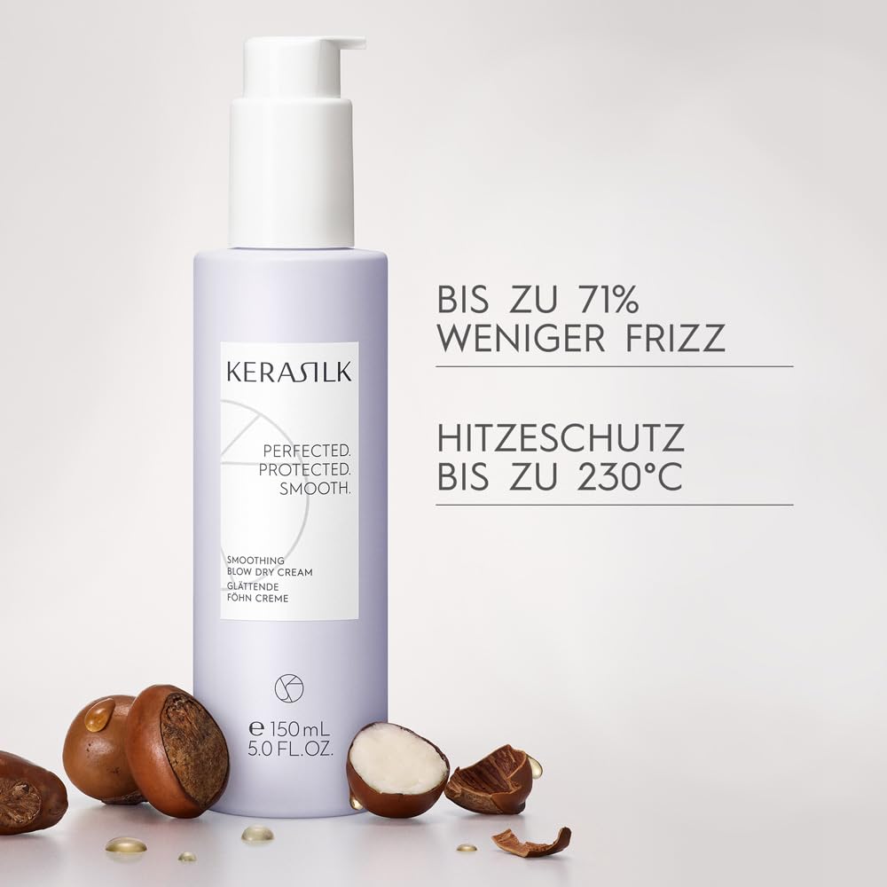 Kerasilk Smoothing Blow Dry Cream for Frizz Control & Heat Protection, Vegan & Sulfate Free, 150ml