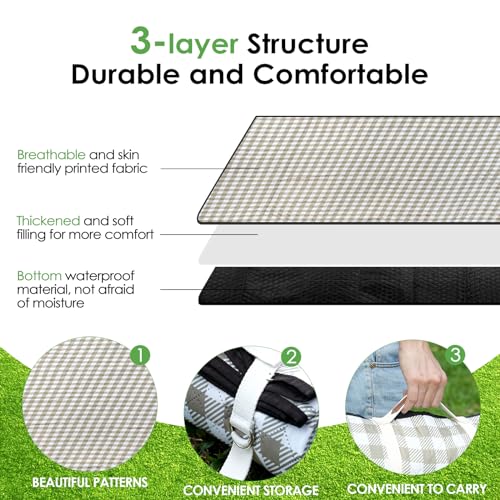 MEIRILE Oversize Picnic Blankets with Foldable, Waterproof & Sand Proof Blanket Made of PEVA for Camping,Park, Beach,Gras...