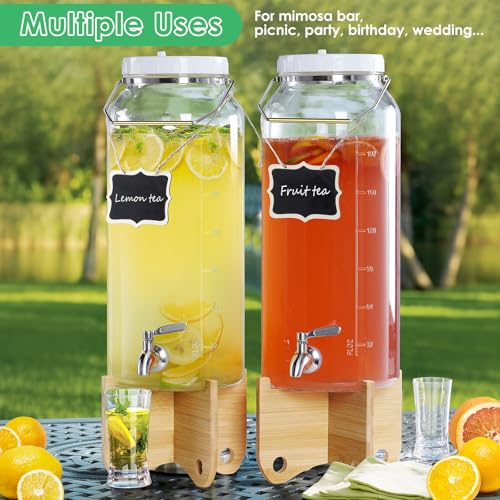 2 Gallon Drink Dispenser for Parties（7600ML）, 1 Pack Leak Proof Beverage Dispenser with Stand AND Handle, Glass Water Disp...