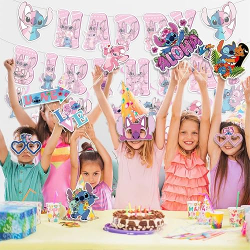 22 Pcs Party Decorations, Cute Photo Booth Props, Cartoon Party Supplies for Girls and Boys, Birthday Party Celebration De...