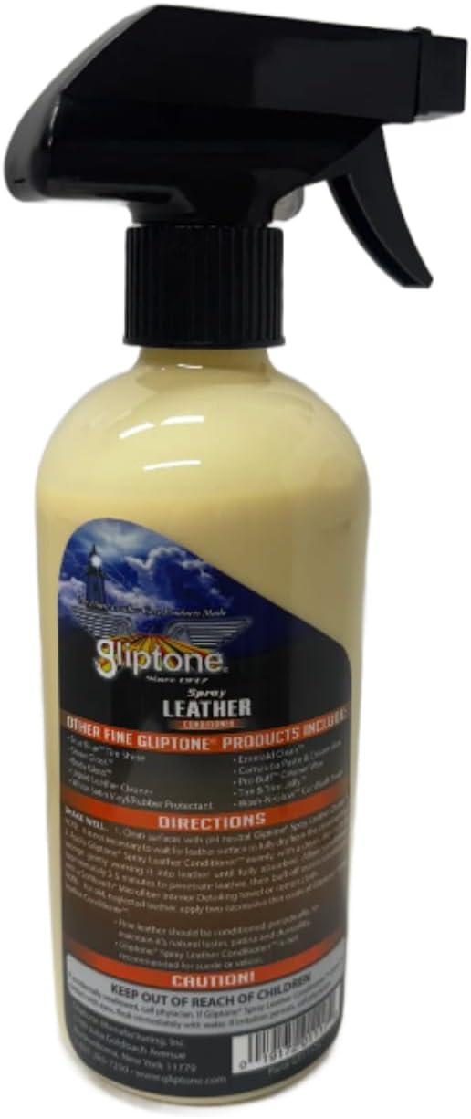 Gliptone Leather Conditioner Spray, Professional pH-Balanced Formula Restores Softness, Shine & Flexibility, No Rubbing Needed, Safe for Car Interiors, Furniture & Jackets, Made in USA,17 oz