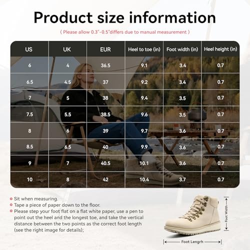 ANJOUFEMME Womens Comfy Hiking Boots-Casual Outdoor Lace up Ankle Booties Work Boots LightWeight Winter Shoes for Walking ...