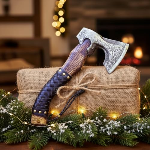 H&A CRAFTS® Viking Axe The Ragnar Lothbrok Real, and Custom Crafted with Leather Sheath Carbon Steel Camping Hatchet Perso...