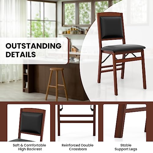 Giantex Folding Dining Chairs Set of 2, Foldable Wood Kitchen Chairs with Padded Seat, Solid Wood Frame, Max Load 400 Lbs,...