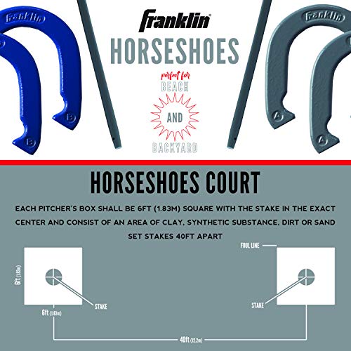 Franklin Sports Horseshoes Sets - Metal Horseshoe Game Sets for Adults + Kids - Official Weight Steel Horseshoes - Beach +...