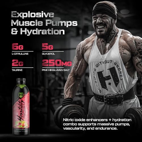 HOSSTILE Hosstility RTD Pre-Workout – Ready to Drink Pre Workout for Energy, Focus, Pump & Hydration, All-in-One Formula f...