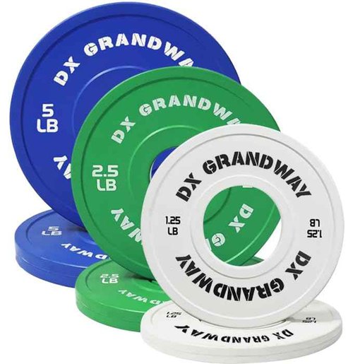 [17.5LB Pack] DX Grandway Fitness Weight Plates 1.25LB 2.5LB 5LB 10LB 25LB 45LB Pairs Singles Support Plates for Weight Lifting Bumper Strength Training Weight Plates Steel Rubber