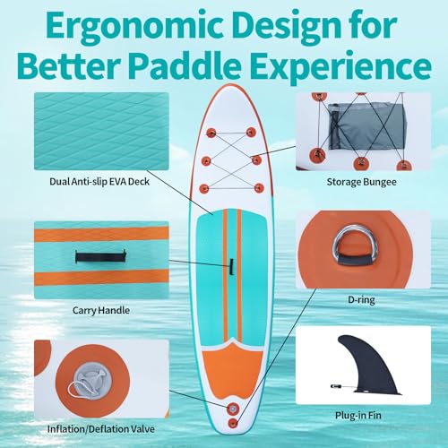 XHYCPY Inflatable Paddle Boards Stand Up Paddleboard Wide Stable with Premium SUP Paddle Board Accessories for All Skill L...
