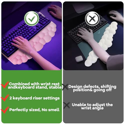 Wrist Rest with Keyboard Stand, Ergonomic Computer Wrist Support Pad, Cloud Keyboard Riser Holder with Wrist Pad, Memory F...