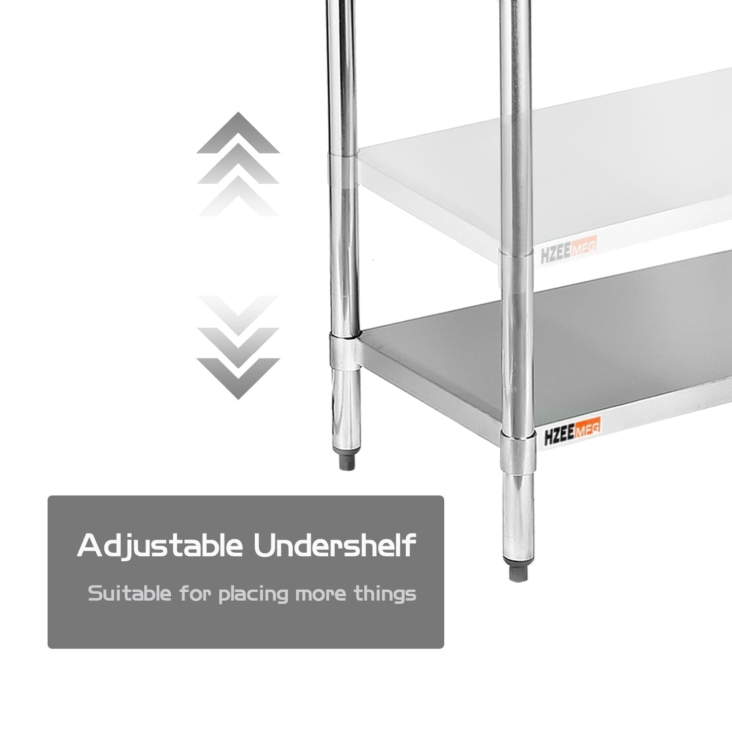 HZEEMFG Stainless Steel Table for Prep & Work 24 x 36 inches,3ft,Heavy Duty Metal Table with Adjustable Undershelf for Commercial Kitchen, Restaurant, Home, Hotel, Laundry Room,Garage, Workshops