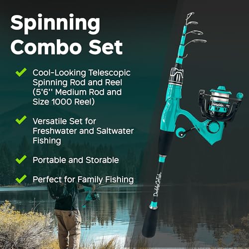 DaddyGoFish Spinning Fishing Rod and Reel Combo Set with Tackle Box | Kids Fishing Pole | Carbon Fiber Telescopic Fishing ...