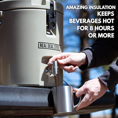 Insulated Beverage Dispenser for Hot Drinks - Hot Cocoa and Coffee - 2 Gallon with Stainless Steel Interior- Portable Spor...