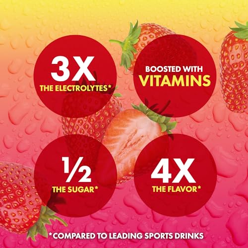 Electrolytes Powder - 3X Electrolytes,1/2 Sugar with Vitamin C, B3, B6, Electrolytes Powder Packets for Hydration, Recover...