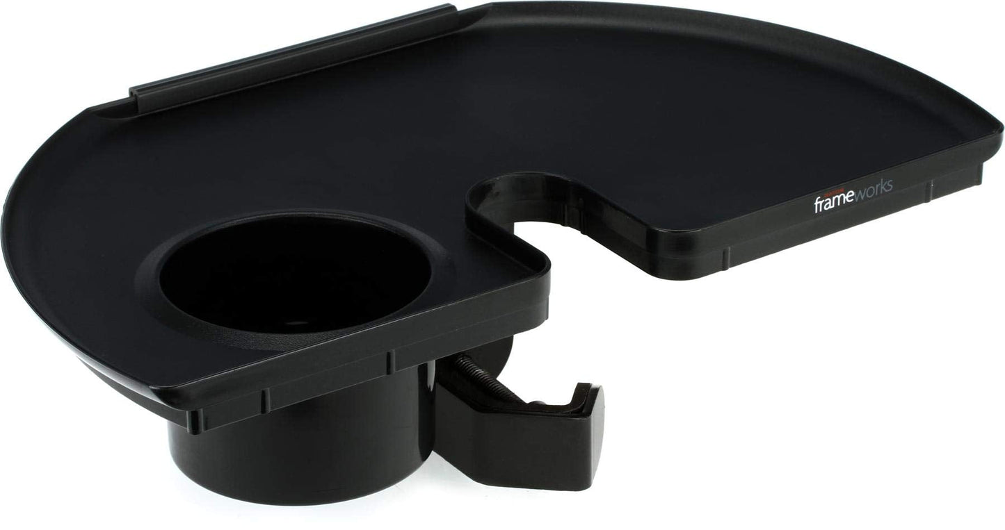 Gator Frameworks Microphone Stand Accessory Tray With Drink Holder And Guitar Pick Tab, 12 X 7 (Gfw-Mic-Acctray)
