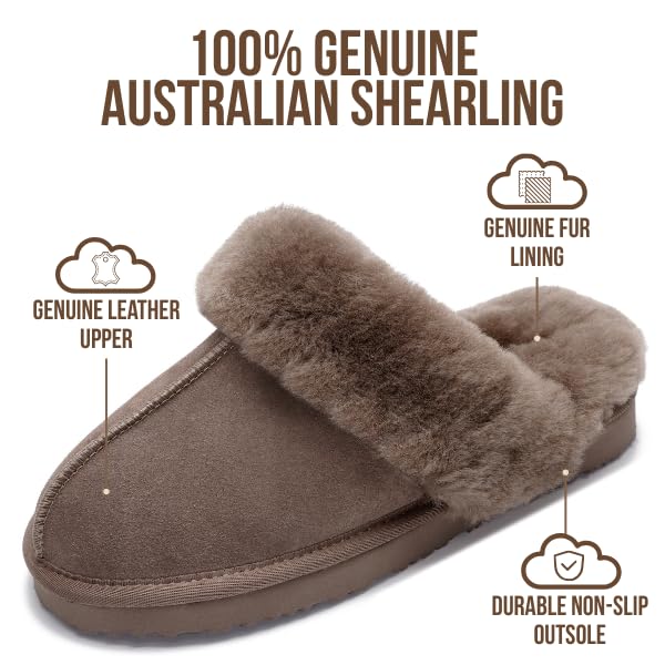Project Cloud 100% Genuine Leather Slippers for Women Footwear with Genuine Fur Lining Womens Clogs & Mule - Non-Slip Indo...