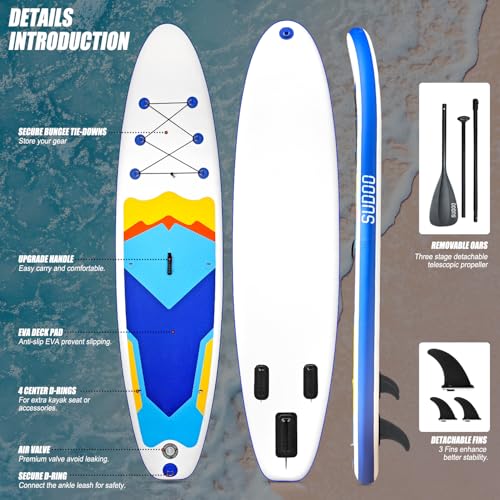 SUDOO 10ft Inflatable Stand Up Paddle Board with Multi-Functional Carrying Strap Bundle