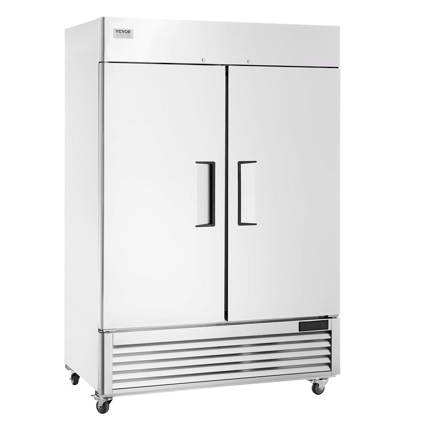 Vevor Commercial Freezer 44.21 Cu.Ft, Reach In 54.4 W Upright Freezer 2 Doors, Auto-Defrost Stainless Steel Reach-In Freezer Wit