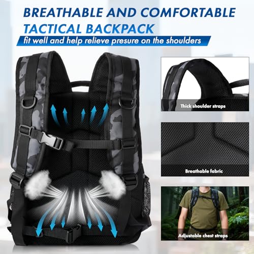 PLUSINNO Tactical Backpack, 40L Water Resistant Military Backpack, gym backpack for men, Laptop Backpack, Large MOLLE Tact...
