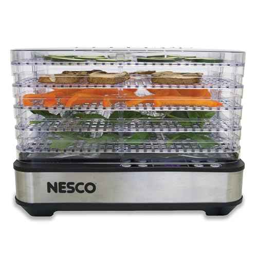 NESCO FD-5TC Snackmaster Food Dehydrator ? 5 BPA-Free Trays, Adjustable Temp Control, Compact Design for Jerky, Fruit, Herbs, Pet Treats, 420W