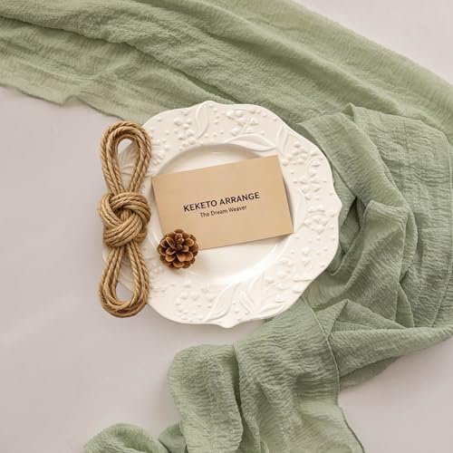 Keketoarrange Sage Green Spring Easter Cheesecloth Table Runner 120 Inch 10 FT Rustic Boho Cheese Cloth Runner for Wedding...