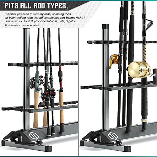 Savior Equipment Fishing Rod Rack Holder Organizer, 24-48 Slots to Hold Fresh Salt Water Spinning Rods & Reel Combo, Light...