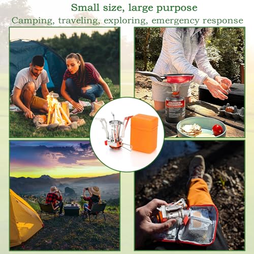 Portable Camping Stove Backpacking Stove, Specialized Hiking Stove Camping Stove with Piezo Ignition Stable Support Wind-R...