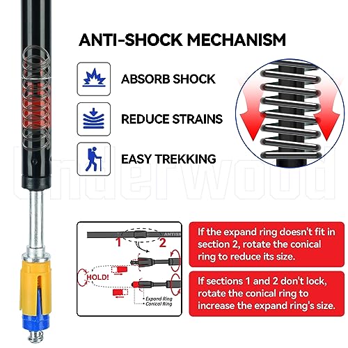 Trekking Poles Collapsible Hiking Poles - 2 Pack Adjustable Aluminum Hiking Sticks, Lightweight Walking Sticks for Women, ...
