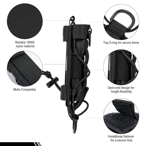 OneTigris Flashlight Holster Molle Flashlight Holder for Belt Tactical Pouch for Torch Linear Hand Tool with Open-top MOLL...