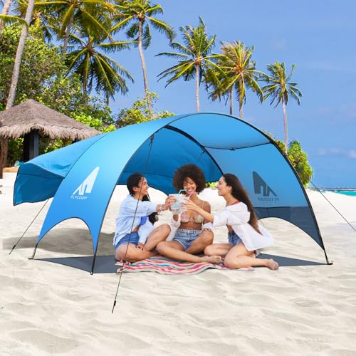 Beach Tent - Beach Shade Canopy Compact Fold (16.9x3.9″), Own Patent, 360° Ventilation, Large Side Storage Pocket, UV Prot...