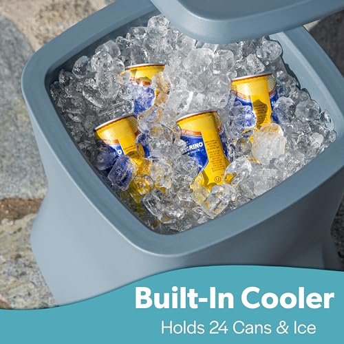 Coast Modern Outdoor Side Table Cooler- 2 in 1 Patio Decor Storage Table & Ice Chest - 25 QT - White, Gray, Sand, Stone Blue