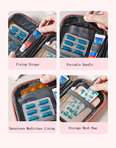 Ellsang First Aid Kit Bag Empty, Travel Medication Pouch Mini Zippered Oxford Medical Survival Kit Carrier, Handy Medicine...