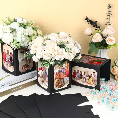 Tongnian 12 Pcs Picture Centerpieces for Table - 6 Inch Photo Display Frame & Hollow Picture Props Box for Congrats Grad D...
