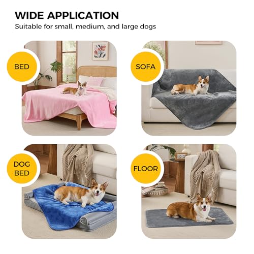 Sunheir Waterproof Dog Blanket for Bed Couch, Soft Plush Pet Blankets for Small Medium Large Dogs Cats, Washable Puppy Bla...