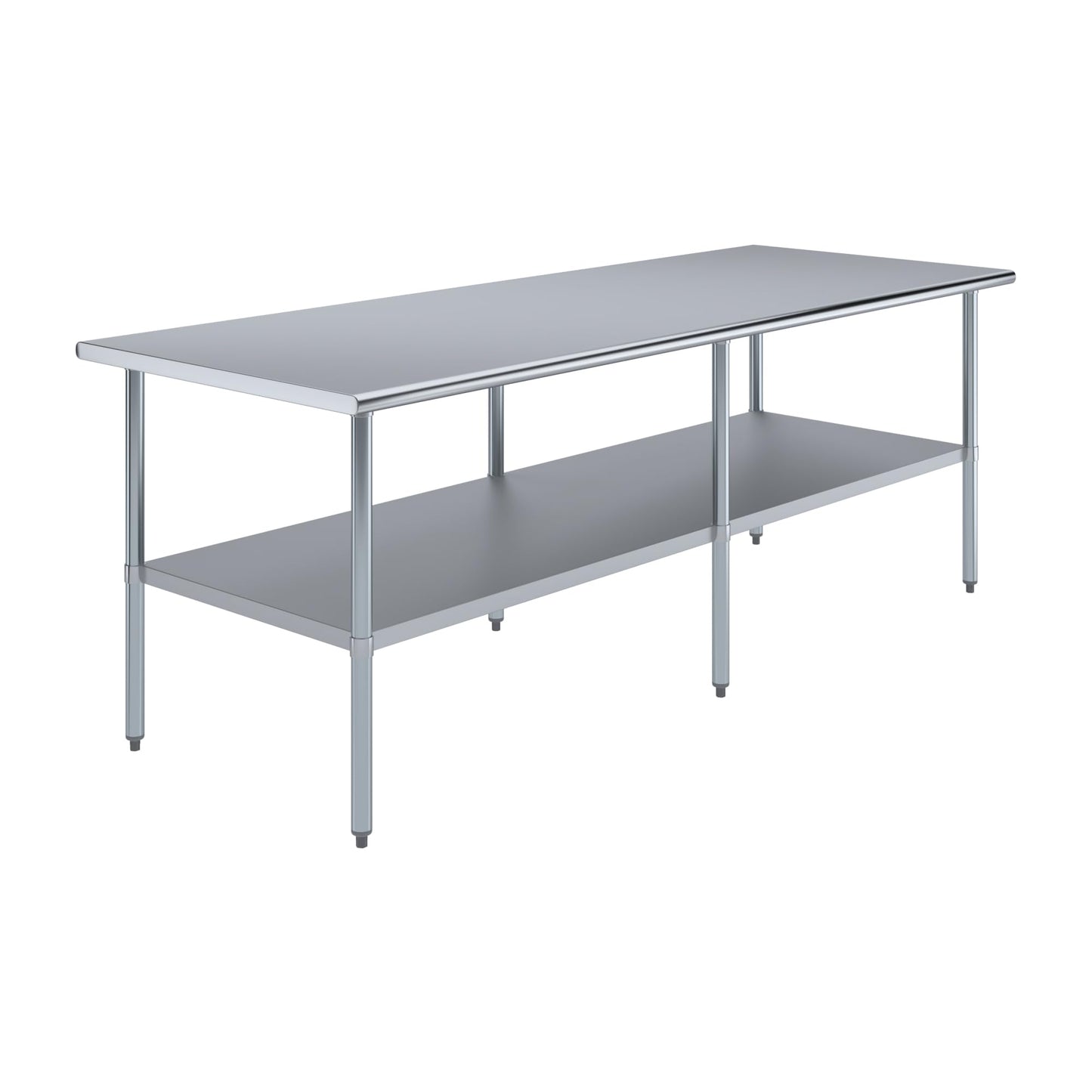 AmGood 36 in. x 96 in. Stainless Steel Work Table | Metal Kitchen Food Prep Table | NSF