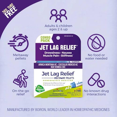 Boiron Jet Lag Relief Kit - Travel Essential for Relief from Nausea, Stiffness, Muscle Pain, and Drowsiness from Long Flig...