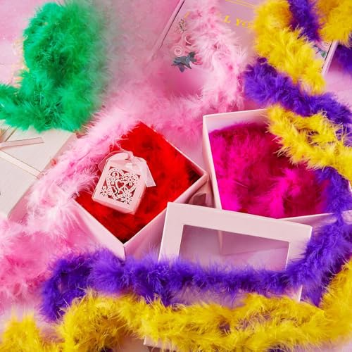 Juexica 24 Pcs Feather Boas Colorful Boas for Party Bulk Thin Plush Turkey Feather Scarf for Women Men Halloween Costume P...