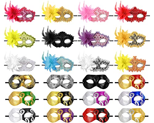 Sratte 24 Pcs Mardi Gras Masquerade Mask Half Face Venetian Masks Vintage Mascarade Mask Antique Look Costumes Party Acces...