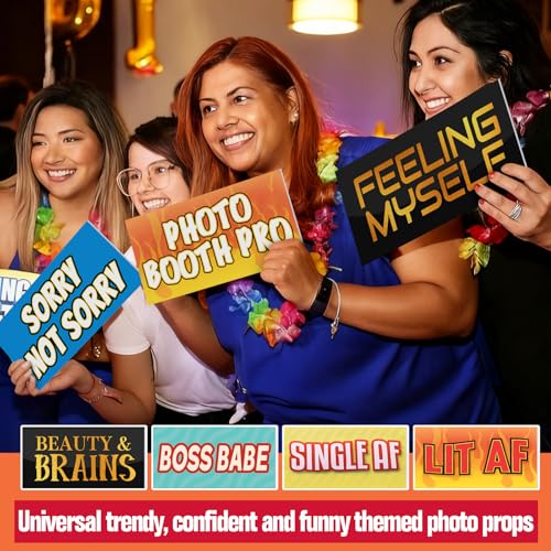 24 Designs Fun Photo Booth Props Fun Photo Booth Sign Decorations Double Sided 11x5.5 Inch Funny Props for Photoshoot DIY ...