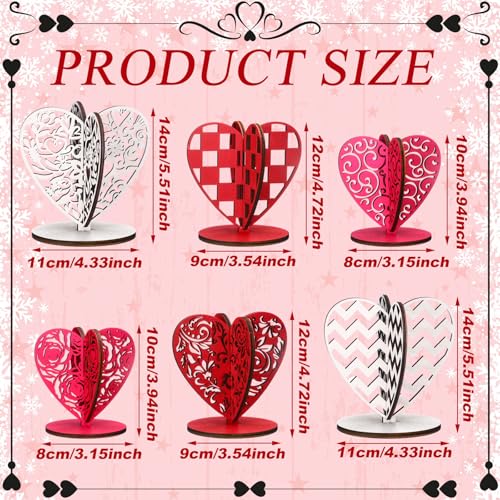 Soaoo 12 Pcs Valentine's Day Table Decor Wooden Valentines Decorations Heart Shaped Tabletop Centerpiece Sign Farmhouse Ho...