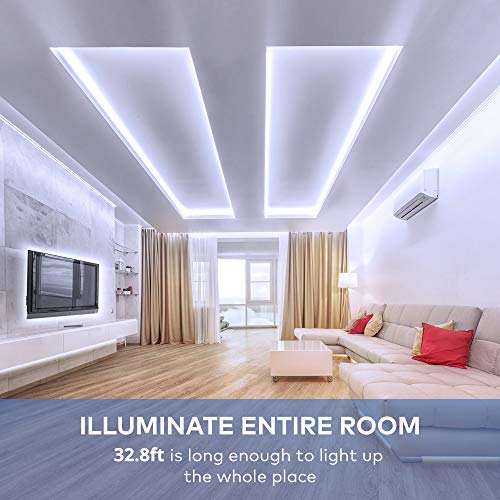 Govee 32.8ft White LED Strip Lights, 6500K Dimmable LED Light Strip with Control Box, Bright 600 LEDs, Daylight White Ligh...